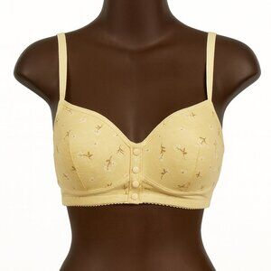 Floral Button-Front Bra in Cream